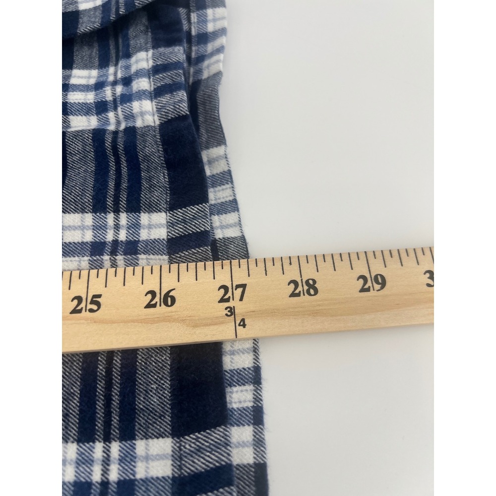 Majestic International Mens Navy Blue White Plaid Flannel Pajama Shirt Medium - Picture 8 of 8